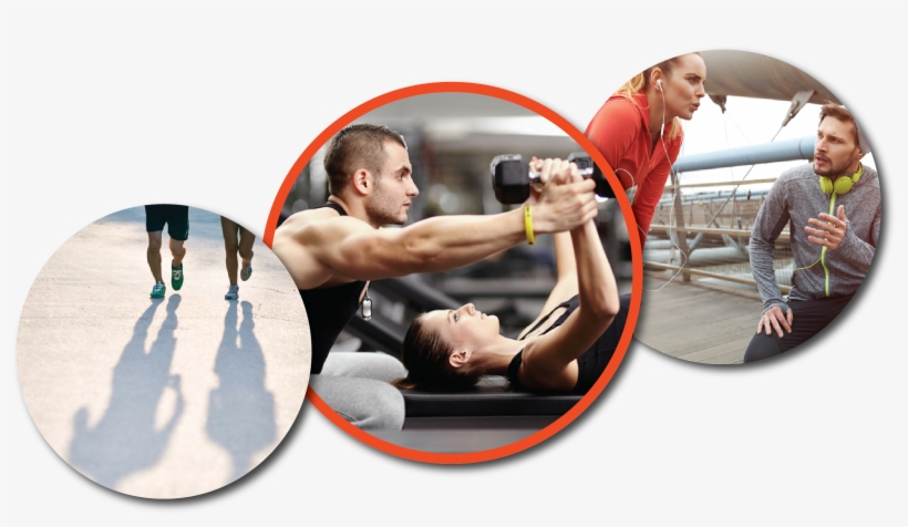 3 Circular Pics Showing People Working Out With A Personal - Personal Trainer, transparent png download