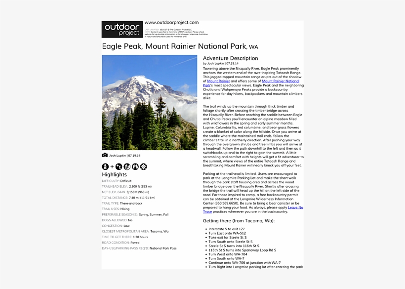 Eagle Peak Field Guide - Red Rock Canyon Lake Forest Hike, transparent png download