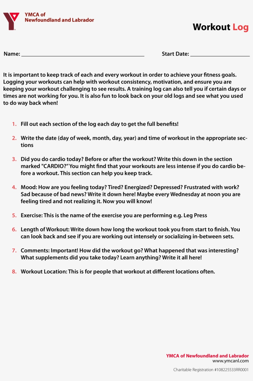 Printable Training Workout Log Main Image - Pedagogy, transparent png download