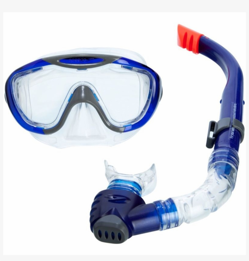 Speedo 8 016585052 Glide Mask & Snorkel Set Grey/blue - Diving Mask, transparent png download
