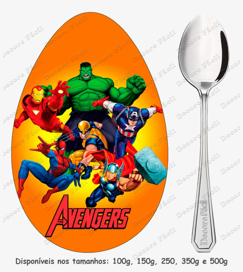 Papel De Arroz Dos Vingadores Para Ovo De Colher - Avengers, transparent png download