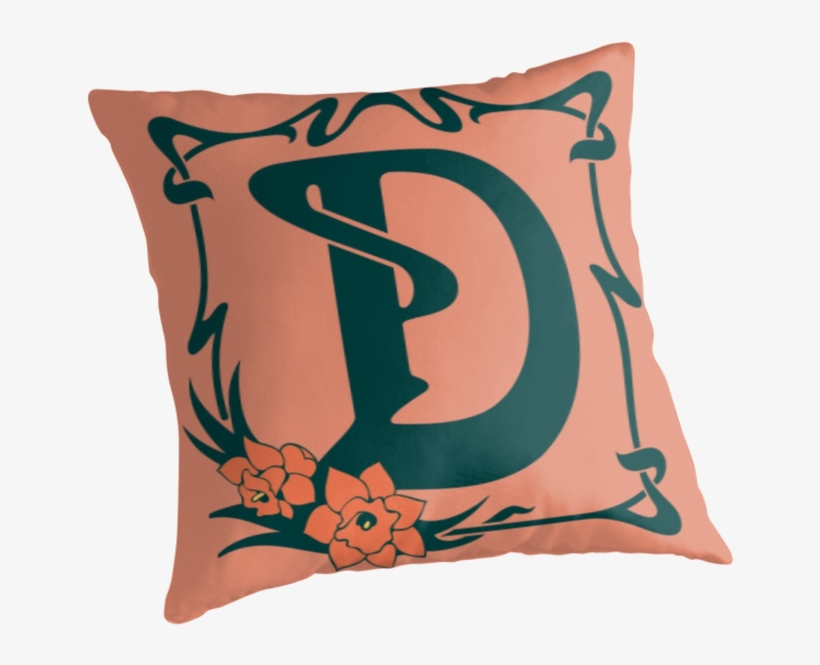 "fancy Art Nouveau Letter Flower" Throw Pillows - Stammes- Yin Yang Karte, transparent png download