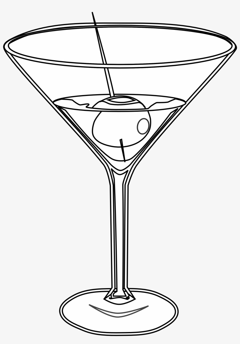 Food Martini Martini Black White Line Art Scalable - Cocktail Glass Png White, transparent png download