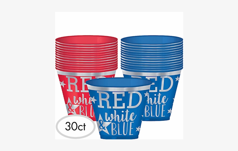 Red, White, And Blue Plastic Tumblers, 9oz - Amscan Metallic Patriotic Red White & Blue Plastic, transparent png download