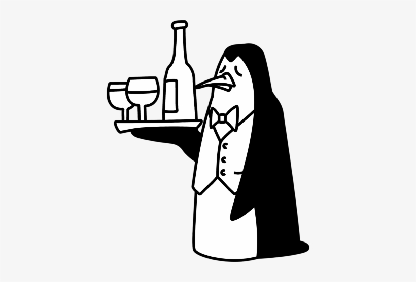 Waiter Illustration - Clipart Library - Penguin Waiter, transparent png download