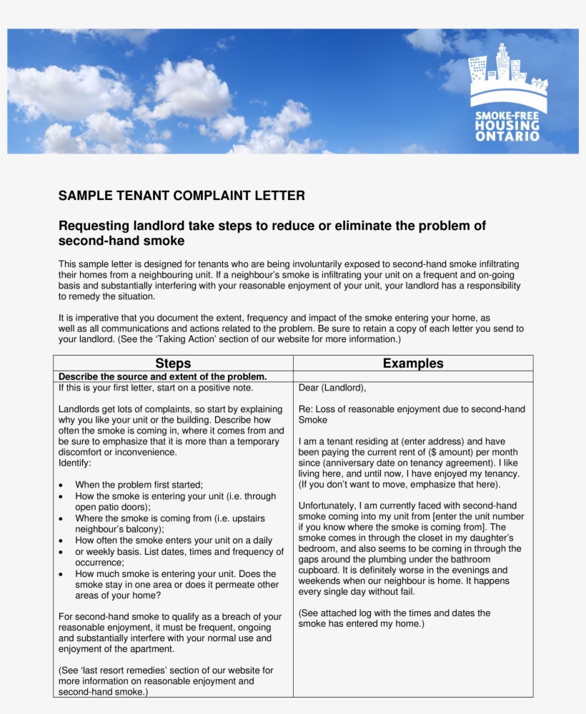 Tenant Complaint Letter Main Image - Landlord Complaint Letter To Tenant, transparent png download