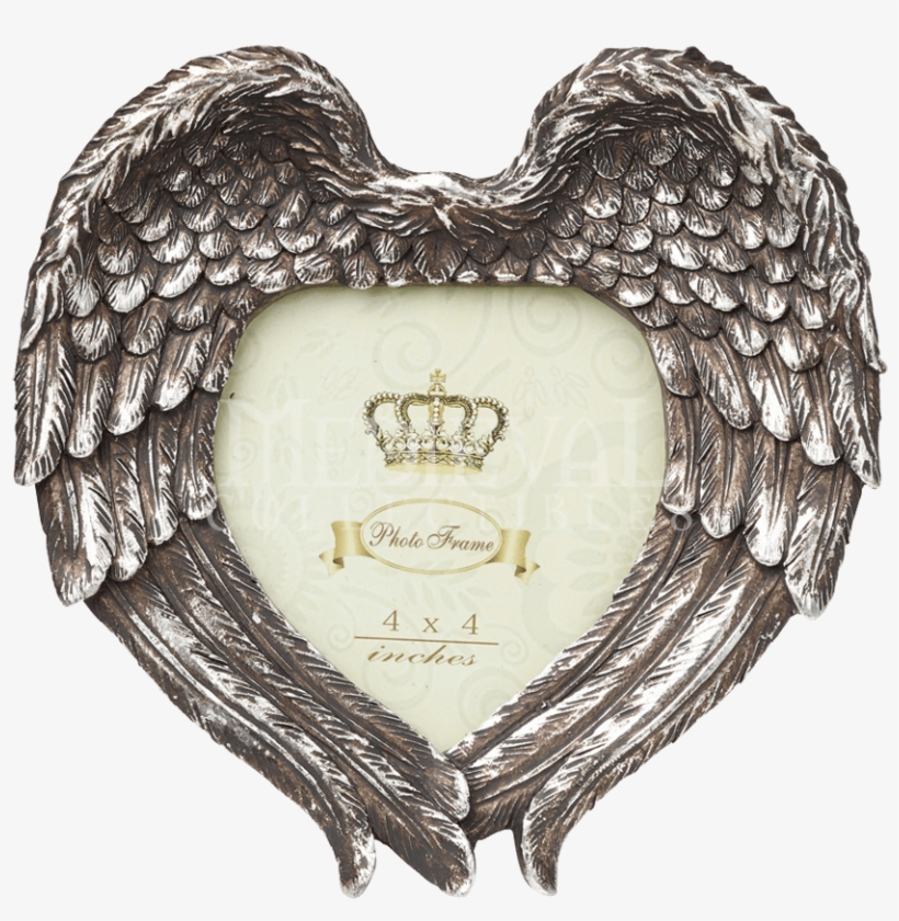 Alchemy Gothic Winged Heart Photo Frame (silver), transparent png download