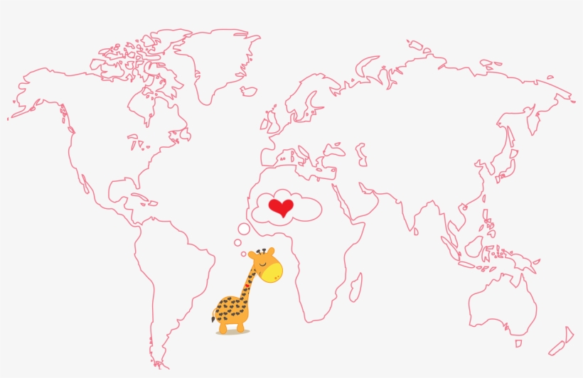 Adesivo Mapa Mundi Infantil - Giraffe In Love Button, transparent png download