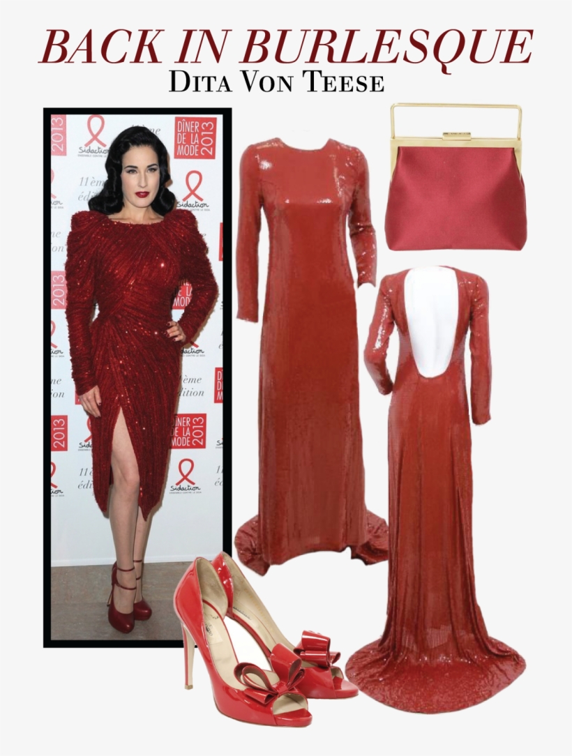 Dita Von Teese Red Dress - Pattern, transparent png download