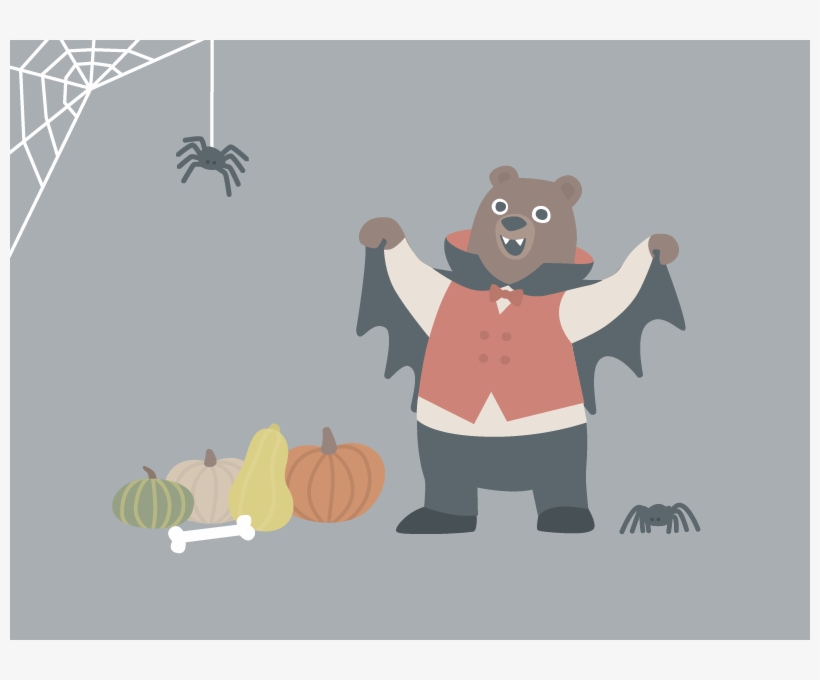 Happy Halloween Bear Bone Pumpkins Pumpkin Spiderweb - Halloween, transparent png download
