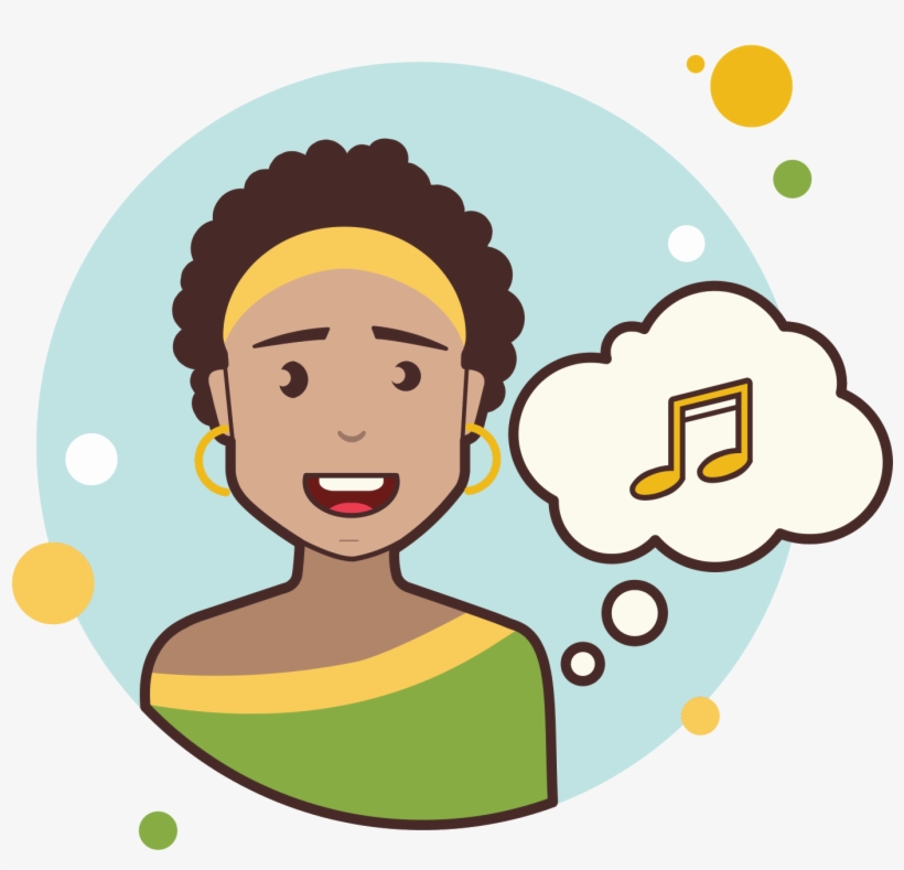 Short Curly Hair Girl Musical Notes Icon - Icon, transparent png download