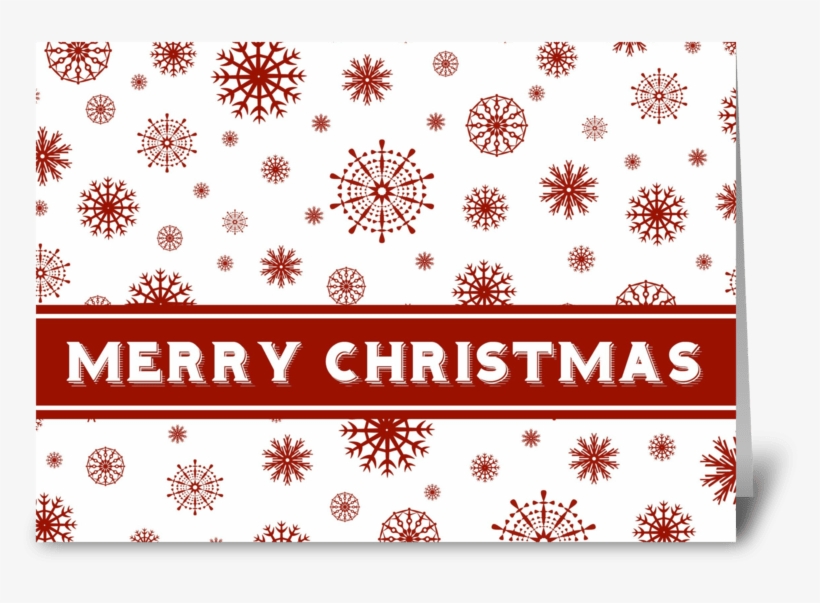 Red White Snowflakes Merry Christmas Greeting Card - Red Christmas Snowflakes Photo Greeting Card, transparent png download