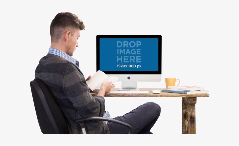 Man On Desk Png, transparent png download