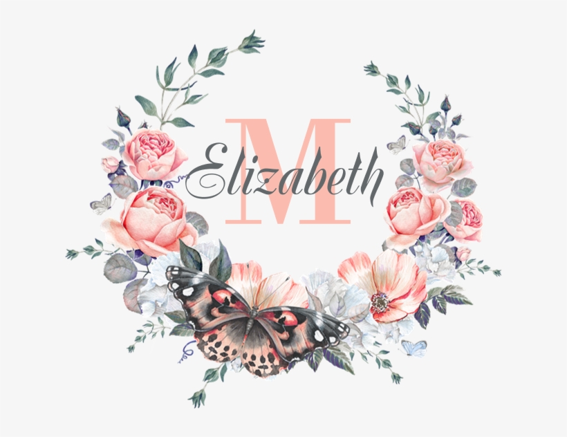 Peach Floral Wreath Monogram Tile Coaster - Vector Wedding Transparent Png, transparent png download