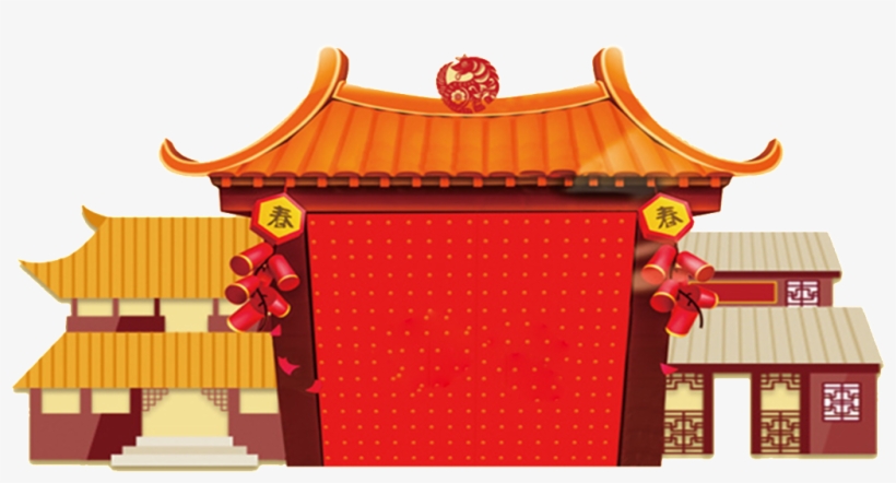 Chinese Style Spring Festival Gate Png - Chinese New Year, transparent png download