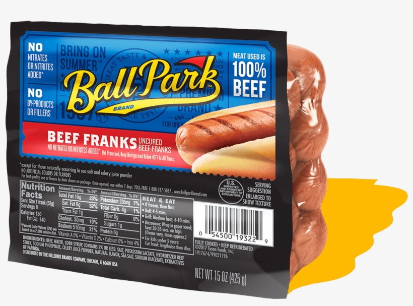 Beef Hot Dogs - Ball Park Chicken Hot Dogs, transparent png download