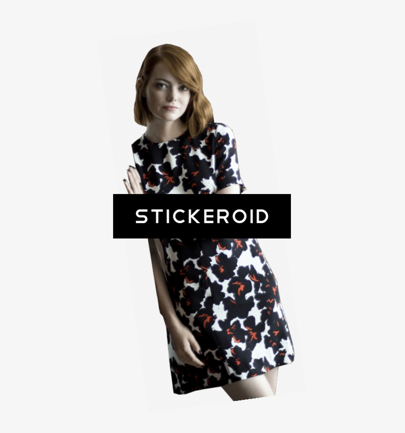 Emma Stone Leaning - A.l.c. Black White Women's Size 0 Floral Print Casual, transparent png download