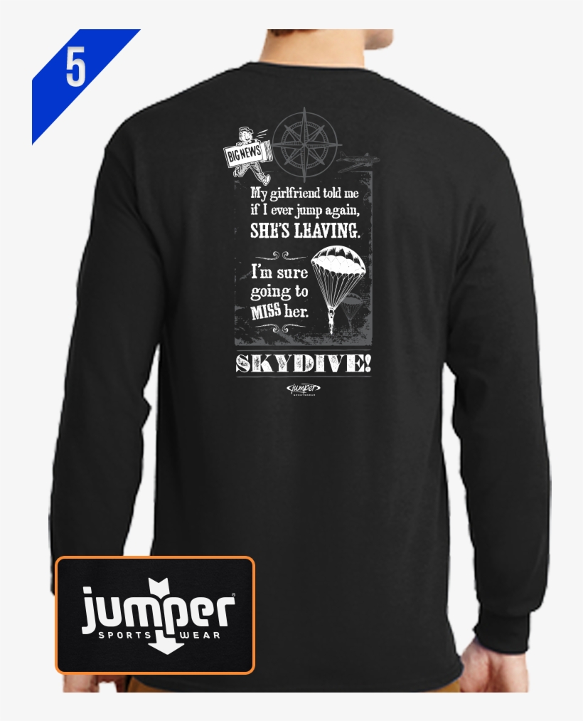 Skydiving T Shirts - Long-sleeved T-shirt, transparent png download