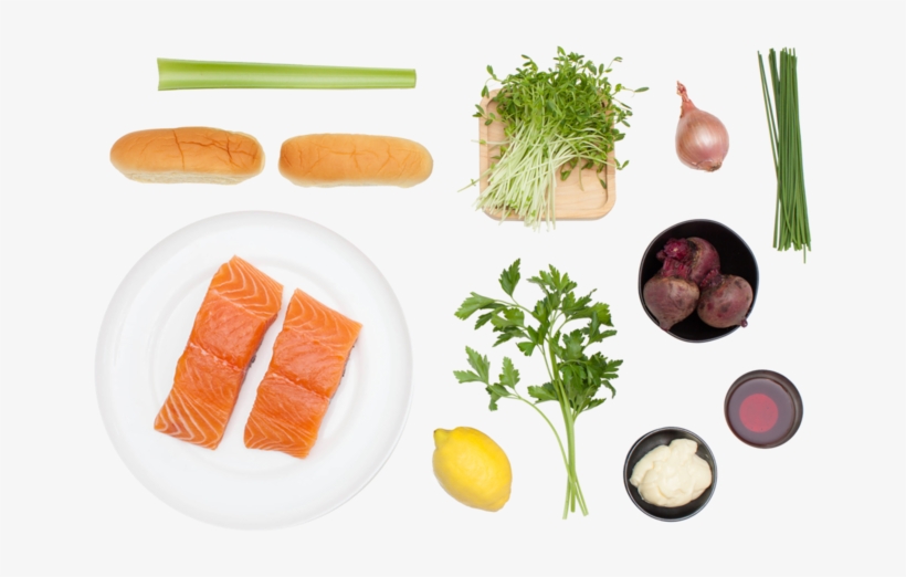 Salmon Roll Sandwiches With Baby Beet & Pea Shoot Salad - Salmon Ingredients Png, transparent png download