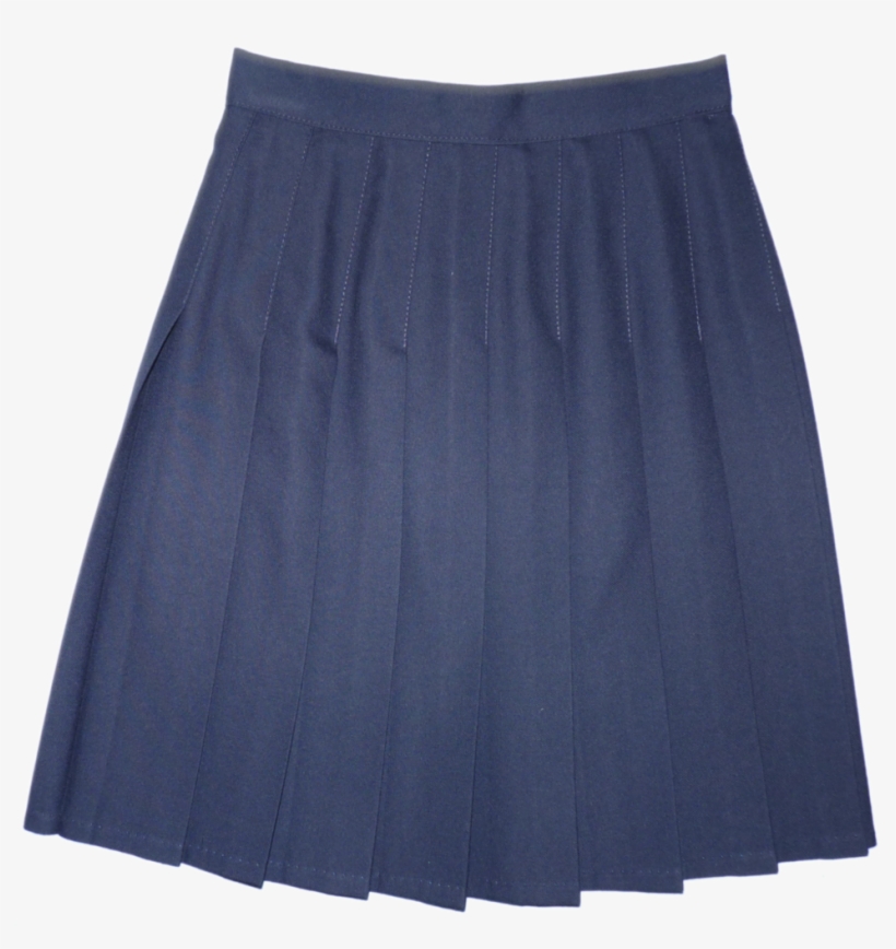 Navy Sewn Down Pleated Skirt - Miniskirt, transparent png download