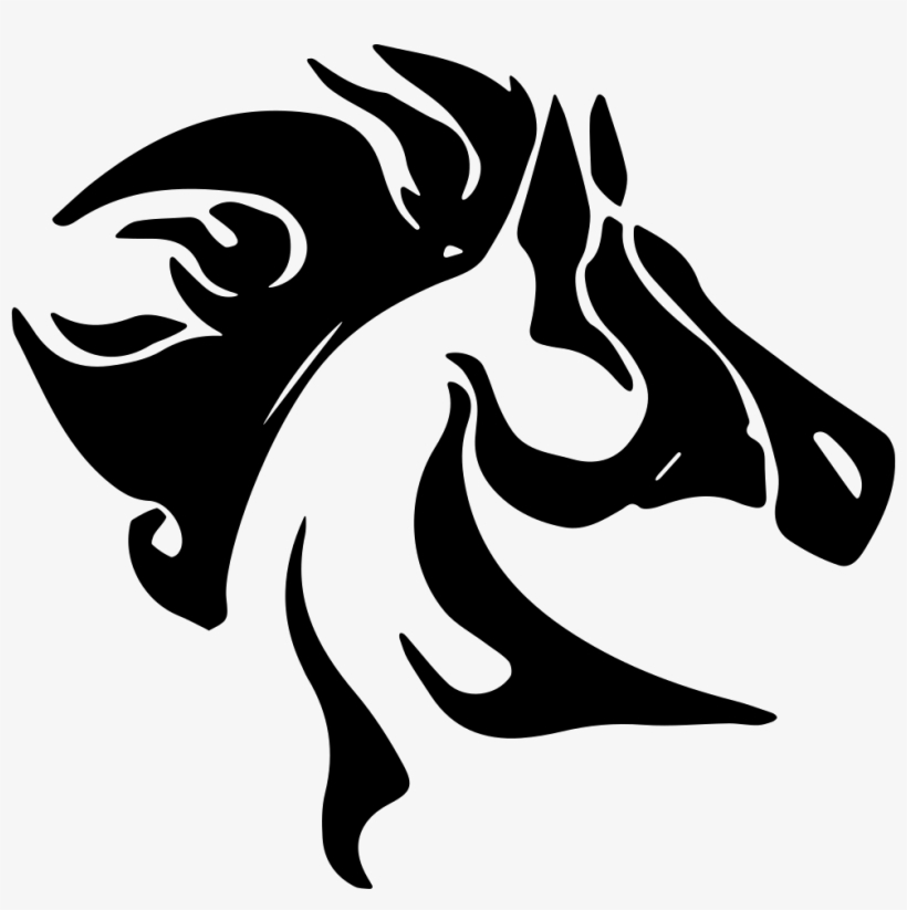 Horse Head With Messy Mane Side View Comments - Cabeza De Caballo Tribal, transparent png download