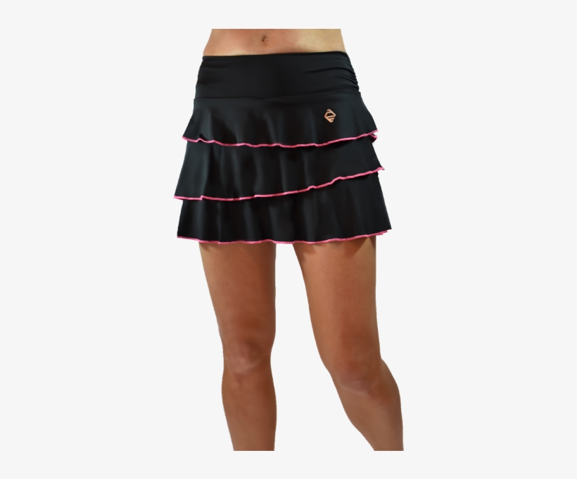 3 Layer Flounce Tennis Skirt-black W Lipstick Pink - Shorts, transparent png download