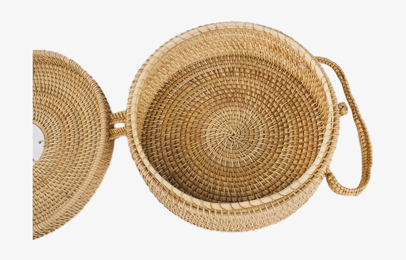 Rattan Knitted Round Circle Beach Bag Hand Bag Natural - Handbag, transparent png download