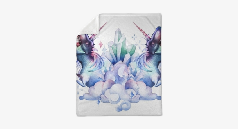 Watercolor Tyrannosauruses With Unicorn Horn And Mane - Bullet Journal: Blue Gemstone Watercolor - 150 Dot, transparent png download