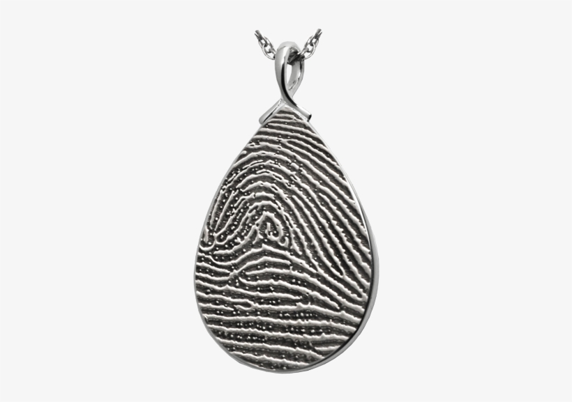 Silver Flat Teardrop Full-coverage Fingerprint Jewelry - Fingerprint Teardrop Stainless Cremation Pendant Necklace, transparent png download