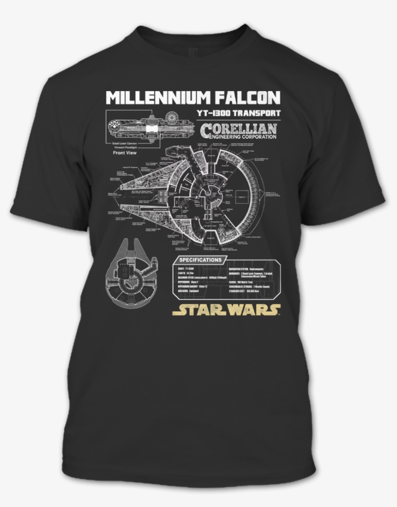 A Black T-shirt With The Shopify Logo - Millennium Falcon T Shirt, transparent png download