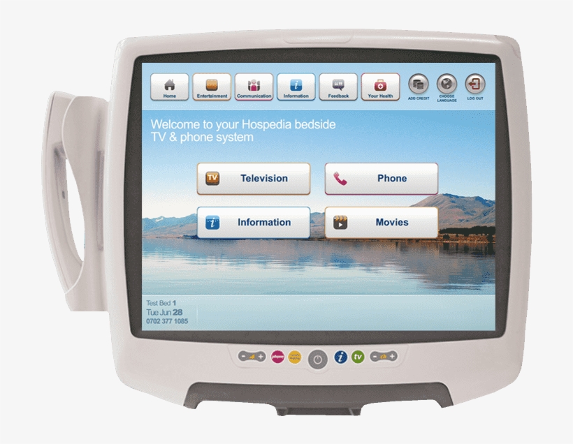 Most Beds In Hospital Have A Hospedia Bedside Tv, Phone - Hospital, transparent png download