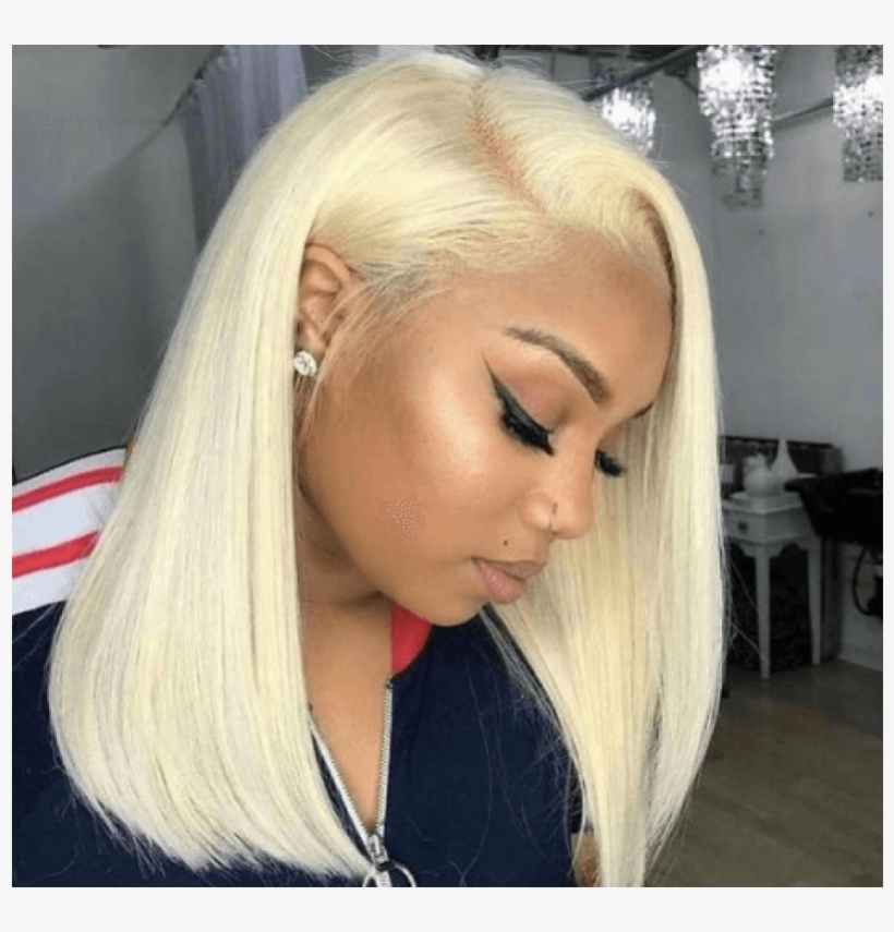 Short Blonde Wig Bob Sexy Hair Lace Front Wig Brazilian - Blonde Bob Wig, transparent png download