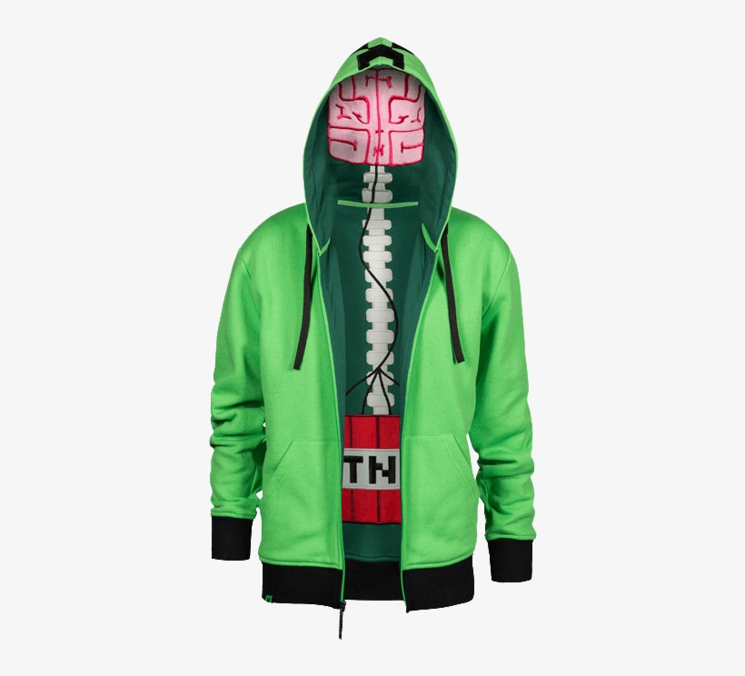Minecraft Creeper Anatomy Youth Hooded Jacket, transparent png download