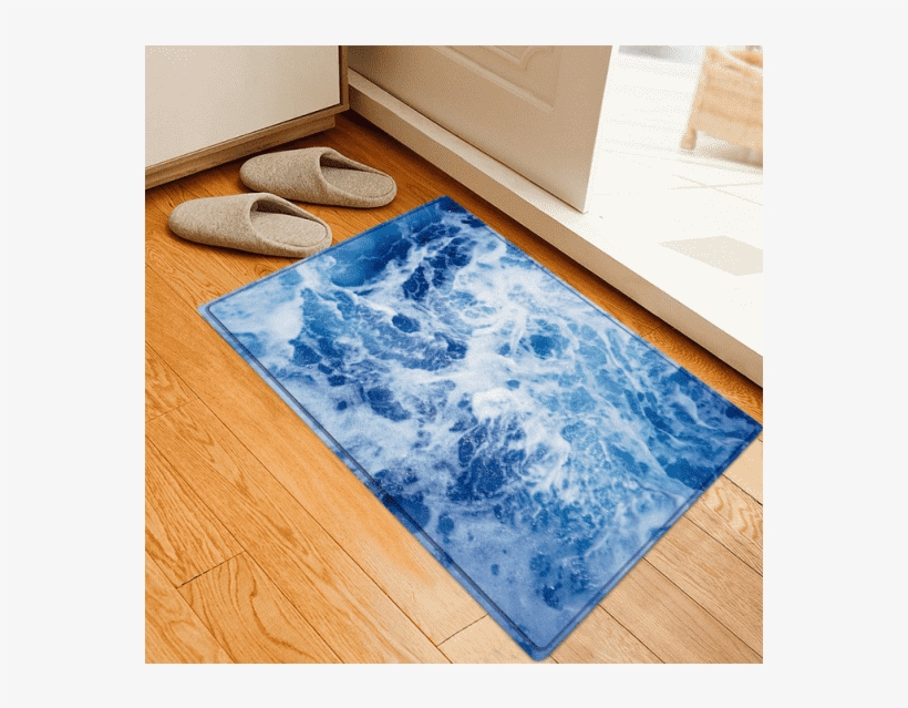 Fancy Ocean Wave View Pattern Water Absorption Area - Gearbest Ocean View Pattern 3 Pcs Flannel Toilet Mat, transparent png download