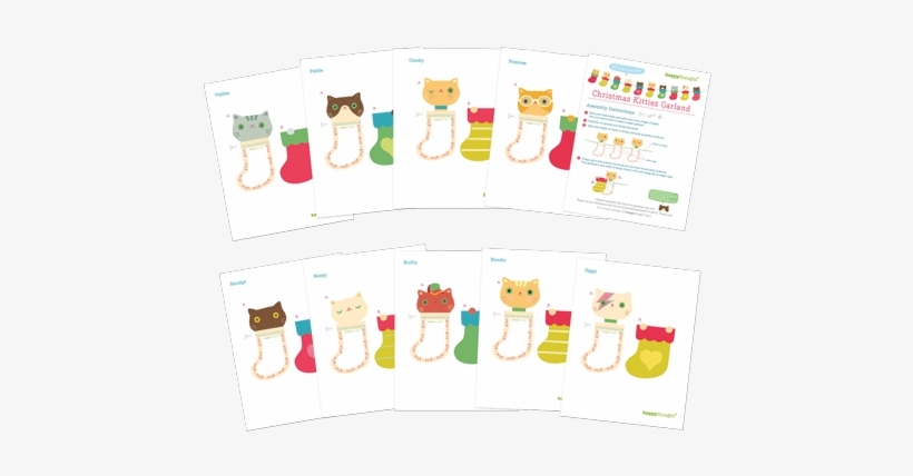 Kawaii Kittens Garland Diy Home Decorations For Free - Kittens In Socks Garland Template, transparent png download