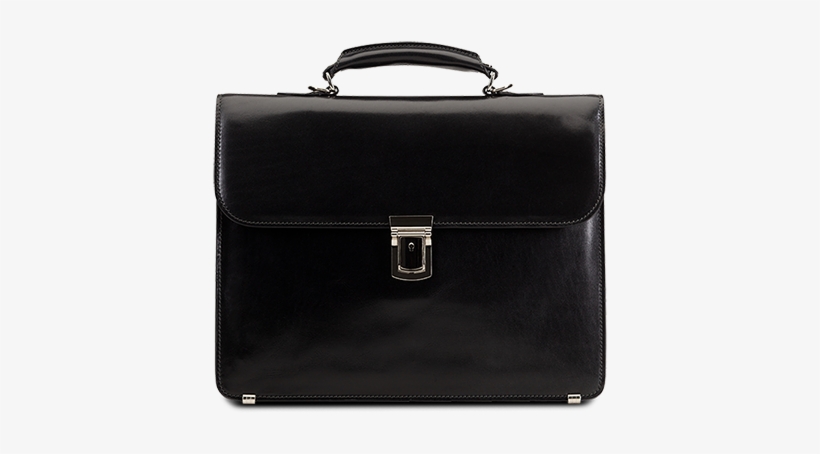 Classic Small Briefcase Black Leather - Briefcase, transparent png download