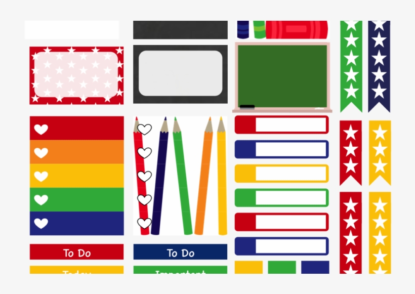 Back To School Printable Erin Condren Stickerspla - Graphic Design, transparent png download