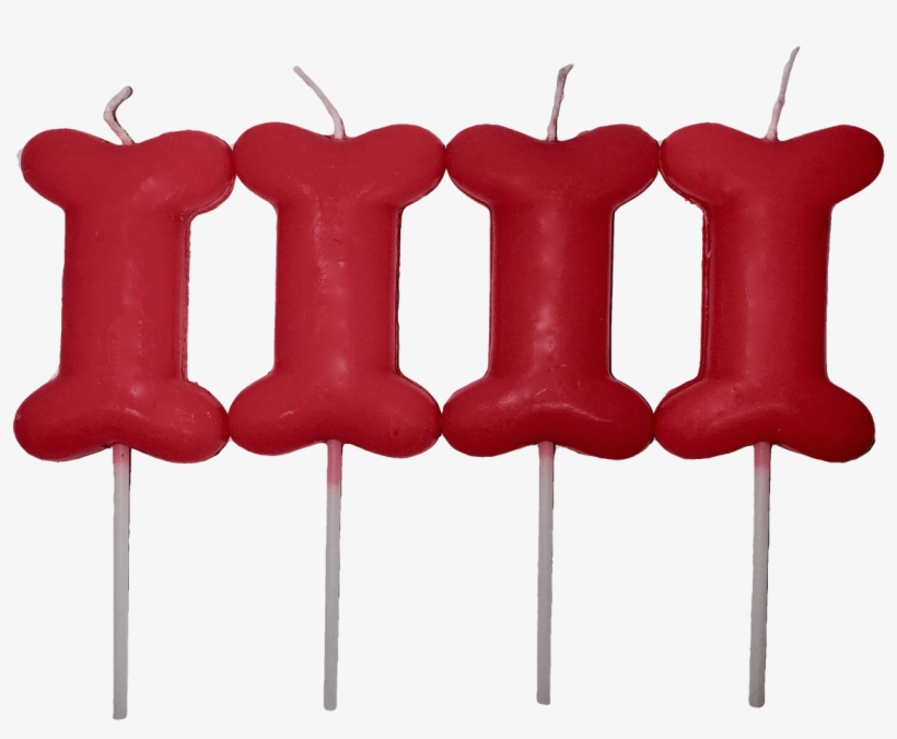 Dog Bone Shape Candle - Red Dog Bone Birthday Candles 4 Pack, transparent png download