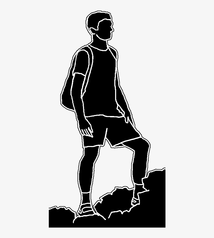 Boy Climbing Mountain White Line - Silhouette, transparent png download