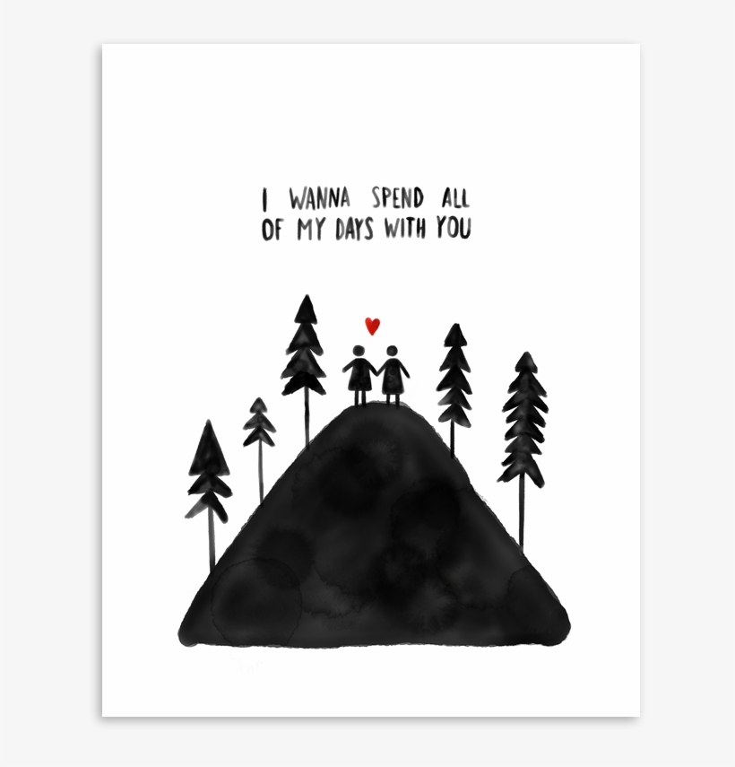Spend All Of My Days Art Print Watercolor Same Sex - Christmas Tree, transparent png download