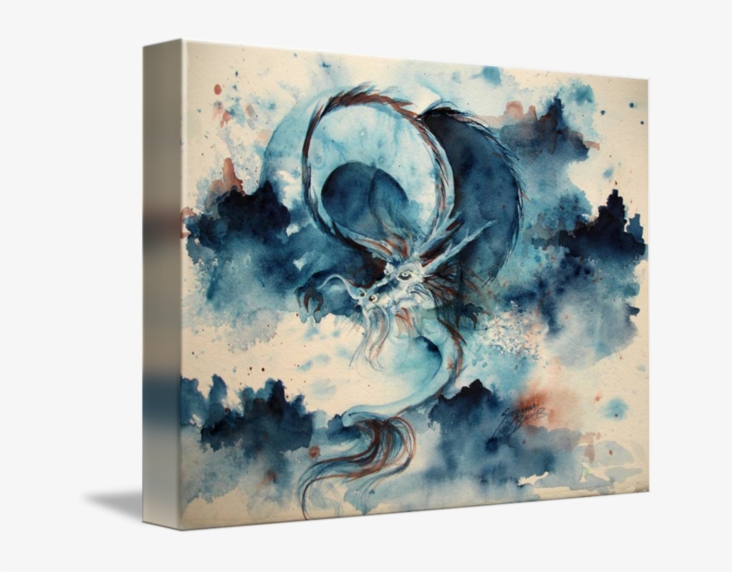 Water Dragon By Shoshanna - Watercolor Chinese Dragon Poster, transparent png download