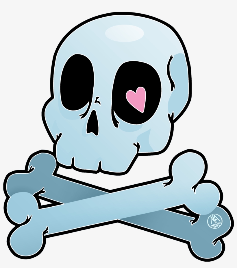 My Art Skull & Bones Skullandcrossbones Skullandheart - Skull, transparent png download