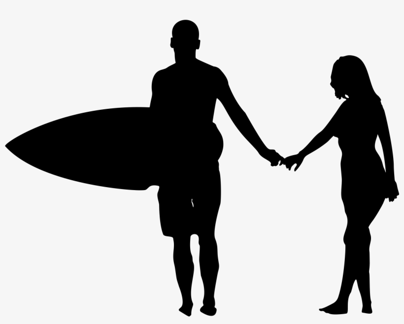 Vector Transparent Library Surfer Couple Silhouette - Surfing Silhouette Png, transparent png download