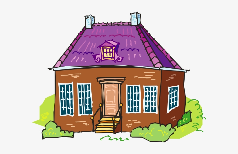 Large Brown Brick House Clip Art At Clker - Clipart House With Door Window Roof Wall, transparent png download