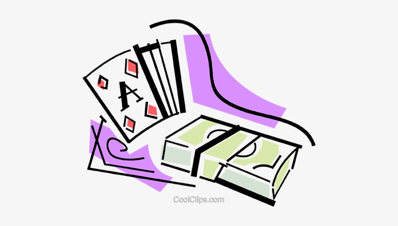 Playing Cards And A Stack Of Money Royalty Free Vector - Illustration, transparent png download