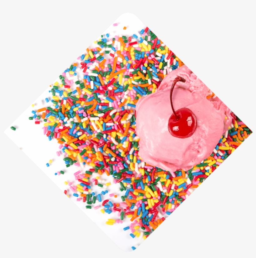 A Scoop Of Bright Pink Ice Cream Melts Into Candy Sprinkles - Ice Cream Sprinkles Png, transparent png download