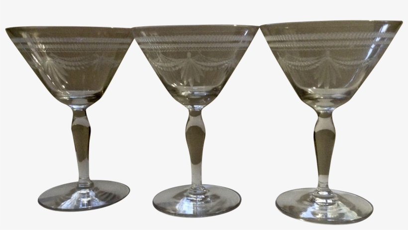 Vintage Etched Draped Swags Champagne Wine Or Sherbet - Wine, transparent png download