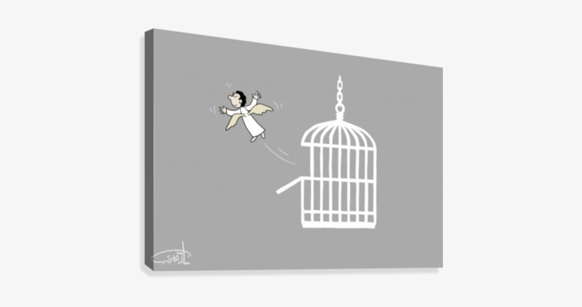 Out Of The Cage Canvas Print - Bird, transparent png download