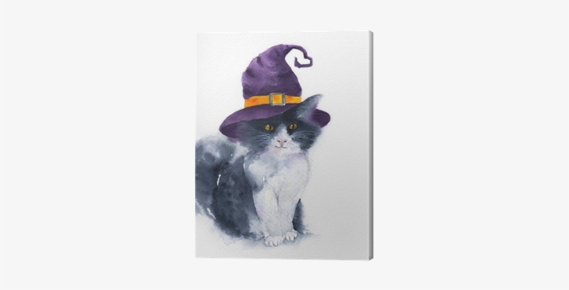 The Cute Cat With Purple Witch Hat - Gato Con Sombrero De Bruja, transparent png download