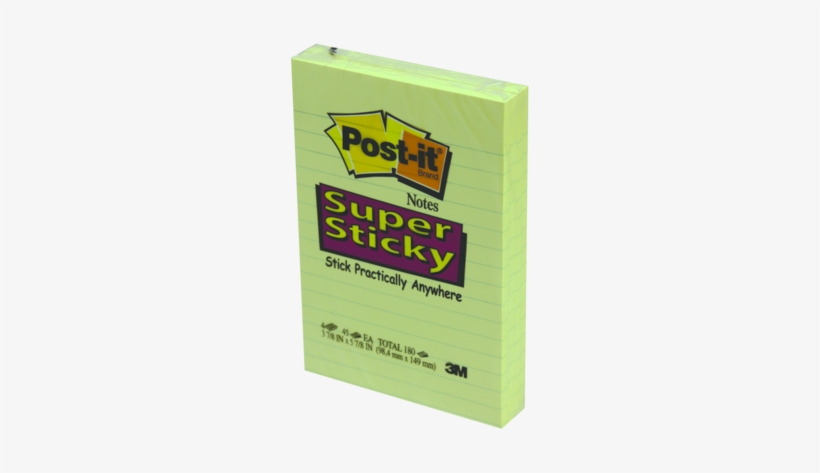 Post It Lined Super Sticky Notes - Post-it Super Sticky Notes 4 In X 6 In Canary Yellow, transparent png download